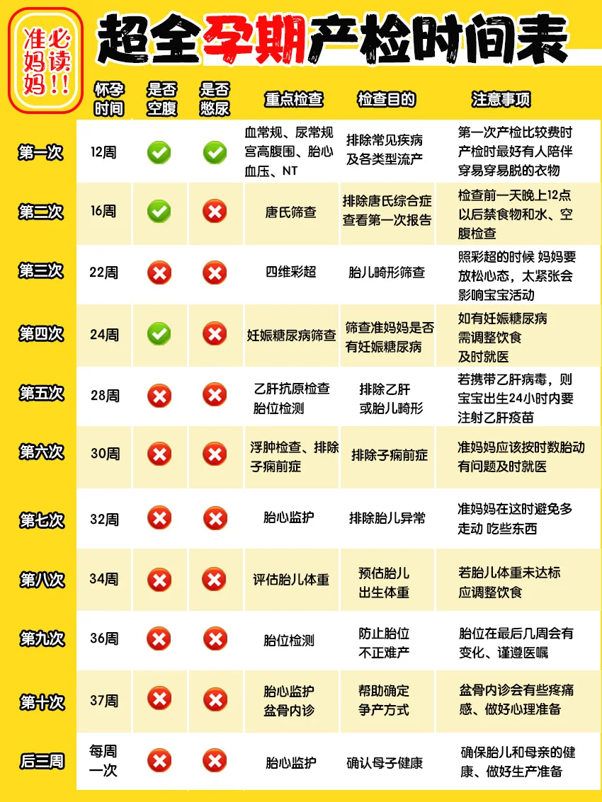 孕期产检时间表&教你看懂B超单｜准妈妈必读