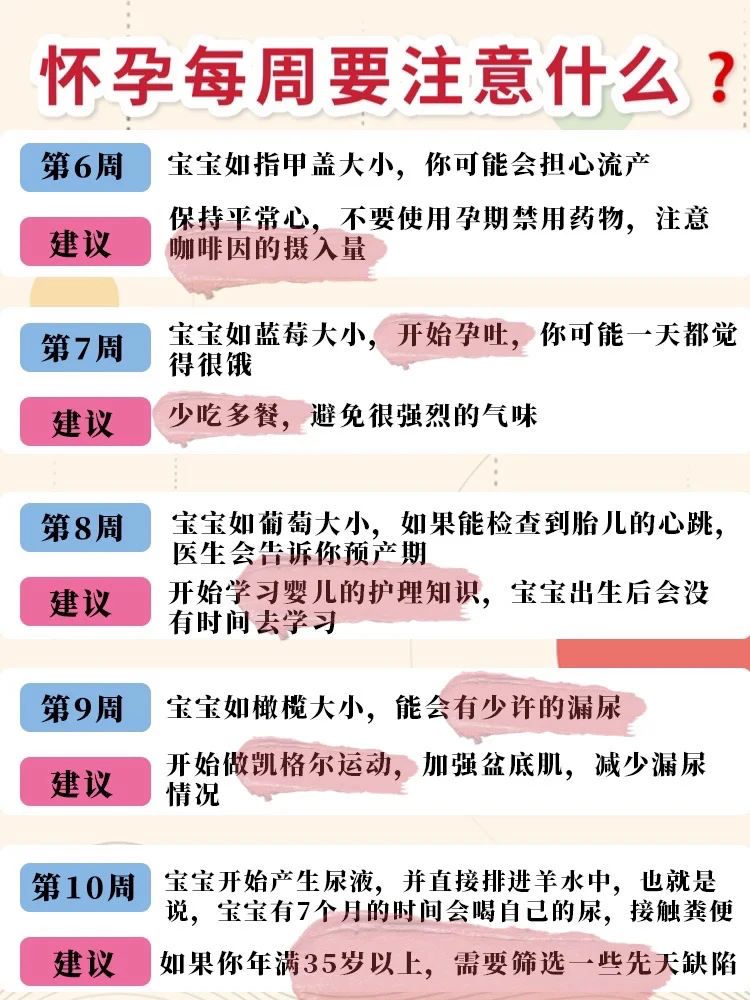 孕期每周注意事项！准爸妈看完这一篇就够了